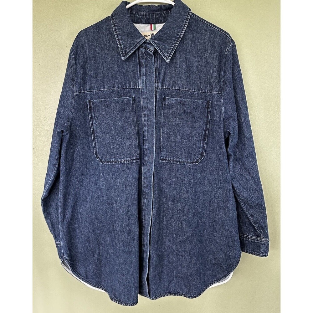 Riani Denim Blouse Tunic Oversized Sz 50 Large Minimalist Normcore Lagen…​​ - Picture 4 of 15